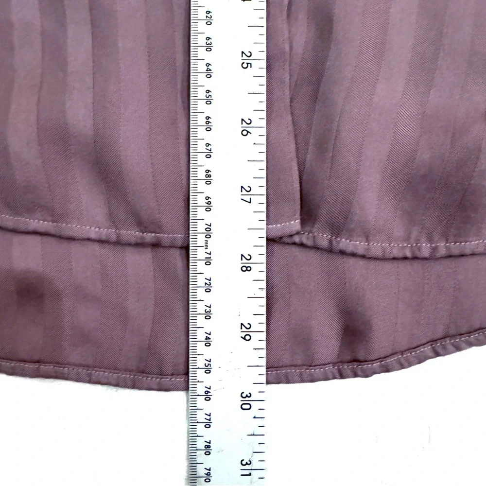Cloth & Stone Anthropologie Mauve Grace Sateen Striped Button down XL - Picture 7 of 9
